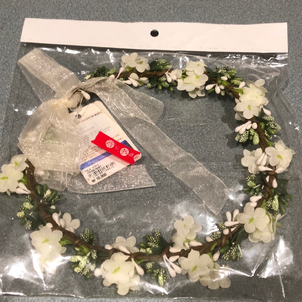 White & Green Floral Crown